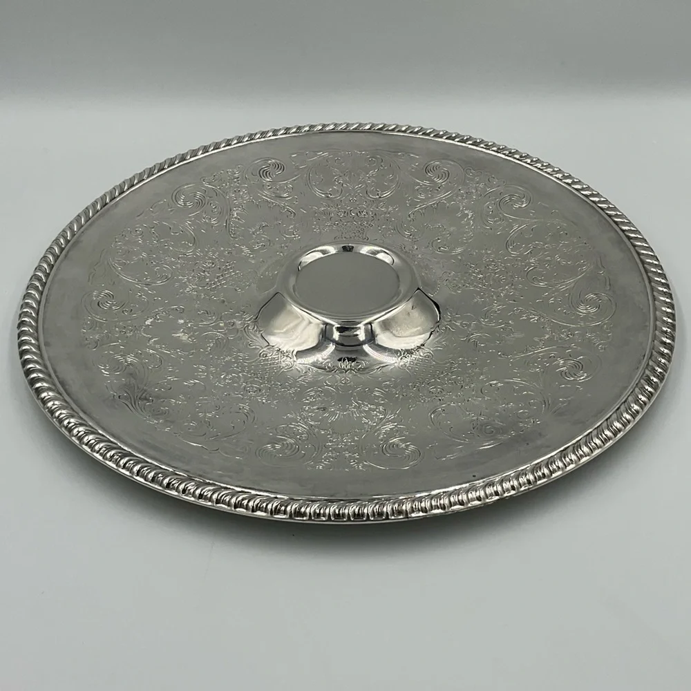 Vintage WM Roger’s Silver-Plate Holloware Round Serving Tray Platter